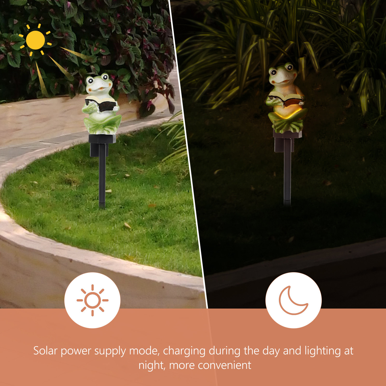 Solar Frog Lights Resin Garden - Outdoor Lighting Yard Stakes 评论和价格